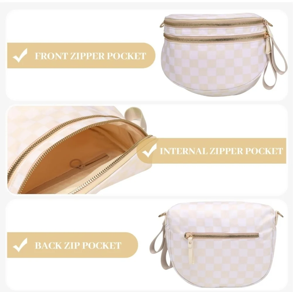 Cream‎ Checkered Women's Bag